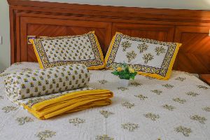 Yellow Orchid Applique Bedcover