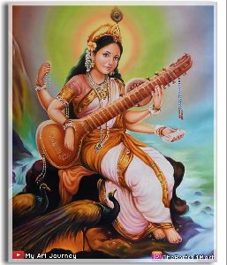 Godess Saraswati oil painting