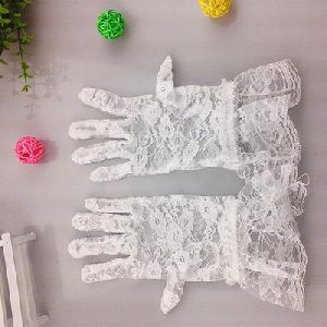 Thin refers to the sun protection lace gloves female outdoor driving anti-slip anti-uv gloves