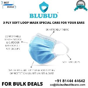 Blubud 3 Ply Soft Loop Face Mask