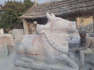 White Marble Nandi Statue