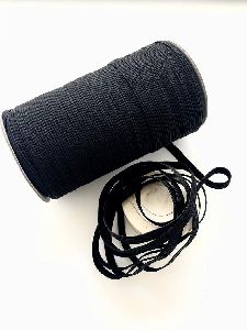 Black Polyester Flat Braided Elastic Cords