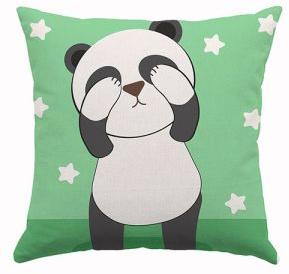 Square Cotton Panda Printed Cushion, For Bed, Chairs, Sofa, Size : 40cm X 40cm