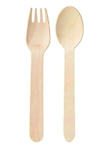 wooden cutlery fork and spoon