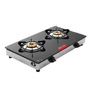 CARVES 2 Burner Smart Black Glass ss Frame Gas Stove &amp;amp; Rich matt Steel Body. It Comes with Casting H