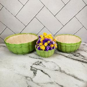 Khurja Ceramic Bonsai Trey planter of 3 piece