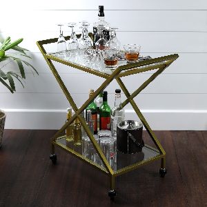 Glass Cross Bar Cart
