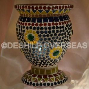 Mosaic Glass Hurricane Lamps