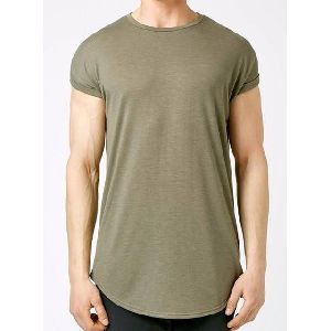 Custom Blank Men Longline T Shirt Men's Longline T-Shirts With Curved Hem