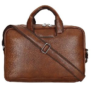 Tan Brown Leather Office Bag