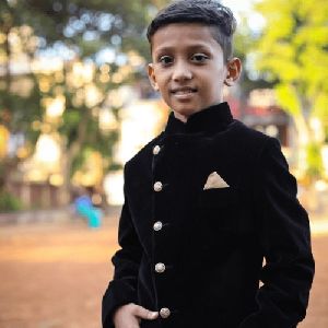 Black Velvet Sherwani - Designer Suit