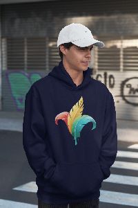 color leaf design printed winter hoodie