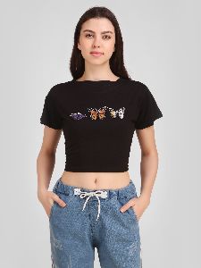 Butterfly Print Women Crop T-Shirts
