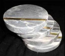Round Shaped Marble & Brass Coaster Set