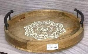 Round Wooden Serving Tray