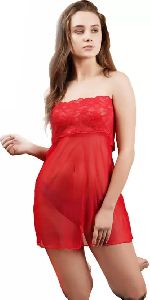 Red Net Babydoll Dress