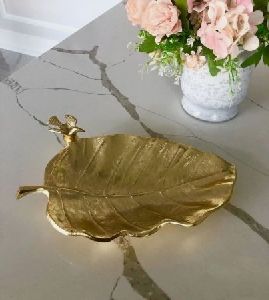 Brass Leaf Shaped Serving Tray