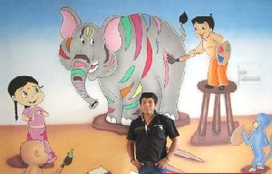 school cartoon wall painting images