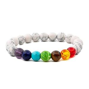 7 chakra semi-precious stones howlite charm reiki chakra healing bracelet