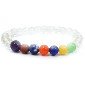 7 Chakra Semi-Precious Stones with Quartz Crystal Charm Reiki Chakra Healing Yoga Meditation Crystal