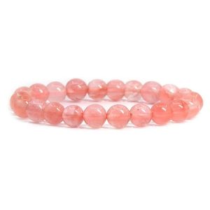 cherry quartz 8 mm beads lab stretchable elastic bracelet