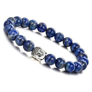natural gemstone lapis lazuli buddha unisex bracelet