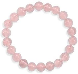 natural pink rose quartz round bead bracelet
