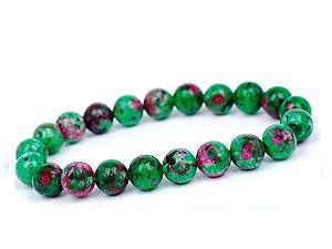 natural ruby zoisite stone 6 mm beads lab stretchable elastic bracelet