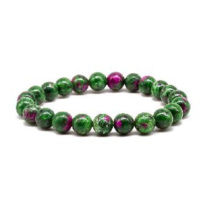 natural ruby zoisite stone 8 mm beads stretchable elastic bracelet