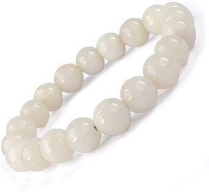 Natural White Agate Bracelet Crystal Stone Round Bead Bracelet for Reiki Healing and Crystal Healing