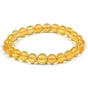 yellow quartz 8 mm beads lab stretchable elastic bracelet
