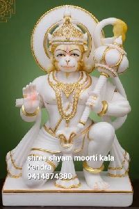 Golden Work Marble Lord Hanuman Statue