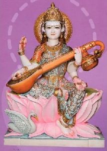 Multicolor Marble Saraswati Maa Statue
