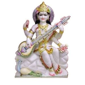 White Marble Saraswati Maa Statue