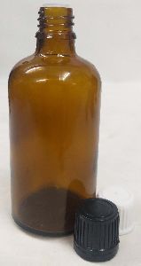 100 ml Amber Glossy Glass Bottle with Nozzle Plug + Euro Cap