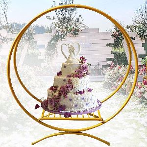 metal circle flower hoop arch round wedding ceremony cake stand