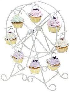 wedding party dessert serving white iron wheel cupcake stand