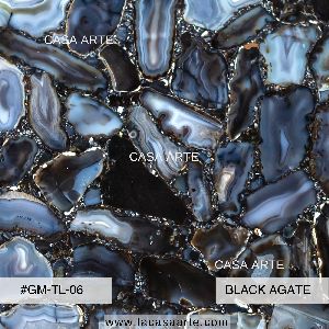 Black Agate Semi Precious Stone Slab Tile