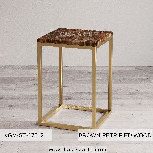 Brown Petrified Wood Side Table
