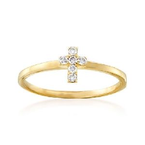 Diamond Accented Cross Ring