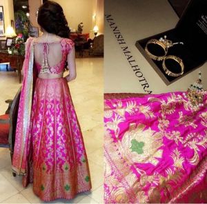 Banarasi Pure Handloom Kadhwa Katan Silk With Tilfi Meena Weaved Lehenga Kali