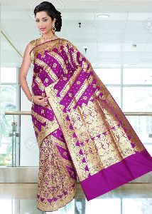 Banarasi Satin Katan Silk With Adha Half Patly Weaved Wedding Saree