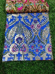 Blue Banarasi Handloom Kimkhab Silk With Multi Meena Weaved Sherwani Brocade Fabric
