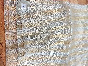 Pure Gold &amp; Silver Tissue Stripe Weave Dyeable Fabric