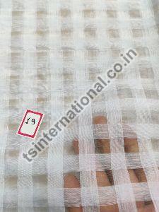 White Pure Cotton Organza Check Weaved Dyeable Fabric