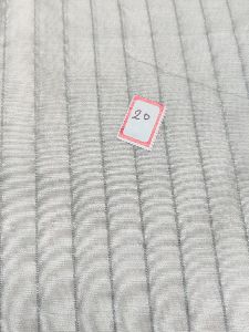 White Pure Cotton Silver Zari Stripe Weaved Dyeable Fabric