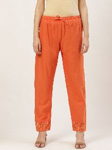 Vastraa Fusion Women's Regular Fit Cotton Palazzo (Orange)