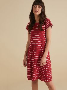 Striped Jersey Swing Dress