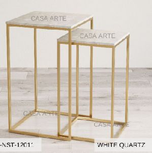White Quartz Nested Side Table