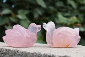 Rose Quartz Duck Pair